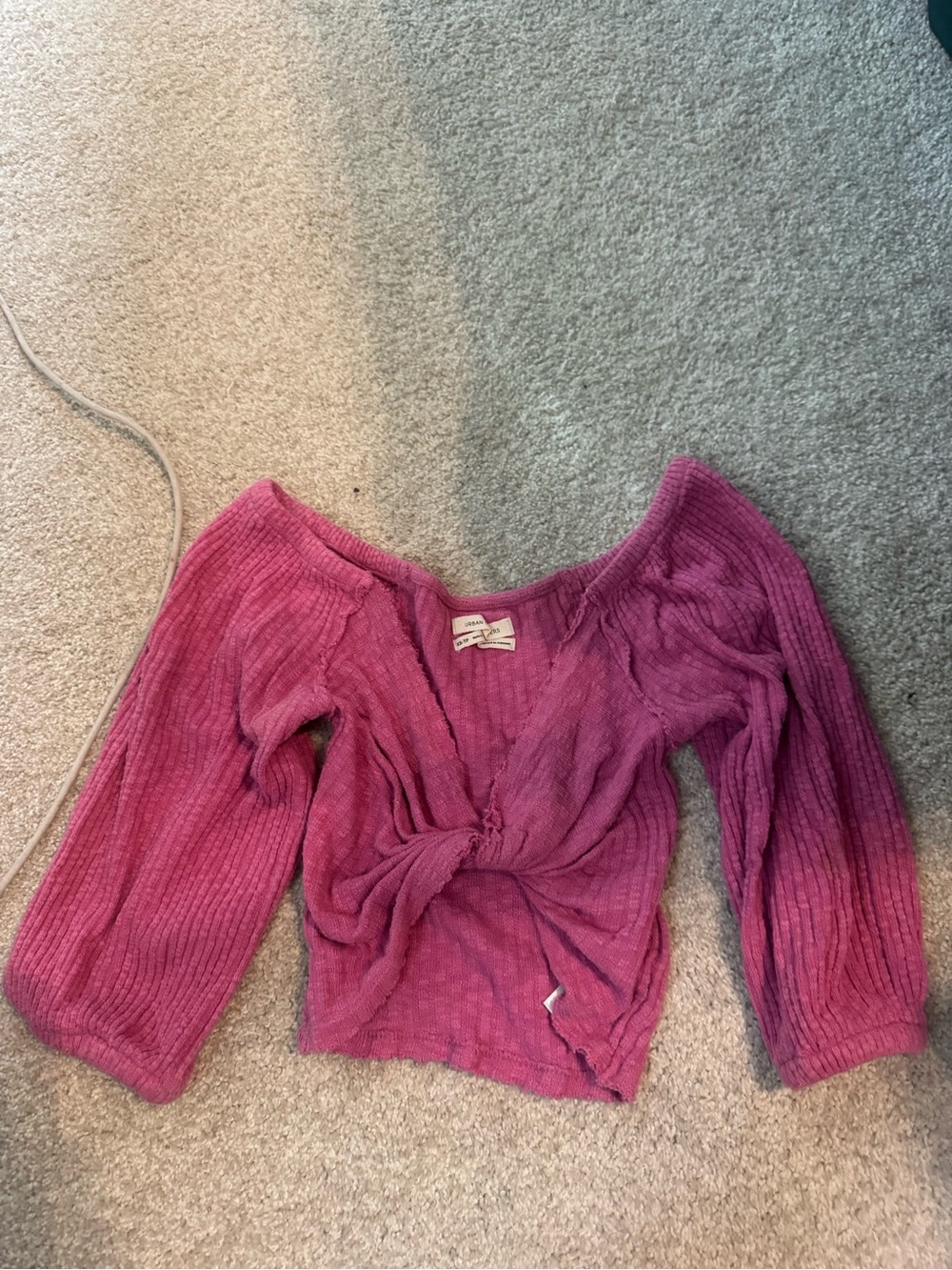 Urban Outfitters Ribbed Pink Scoop-Neck Top